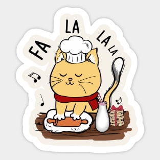 Meowy Christmas Chef Cat Fa La La La Sticker